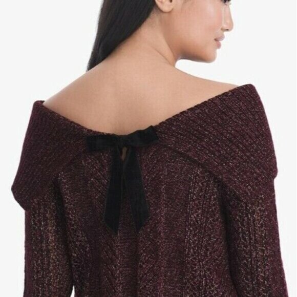 White House Black Market Bow Back Sweater Size Small - Picture 1 of 7
